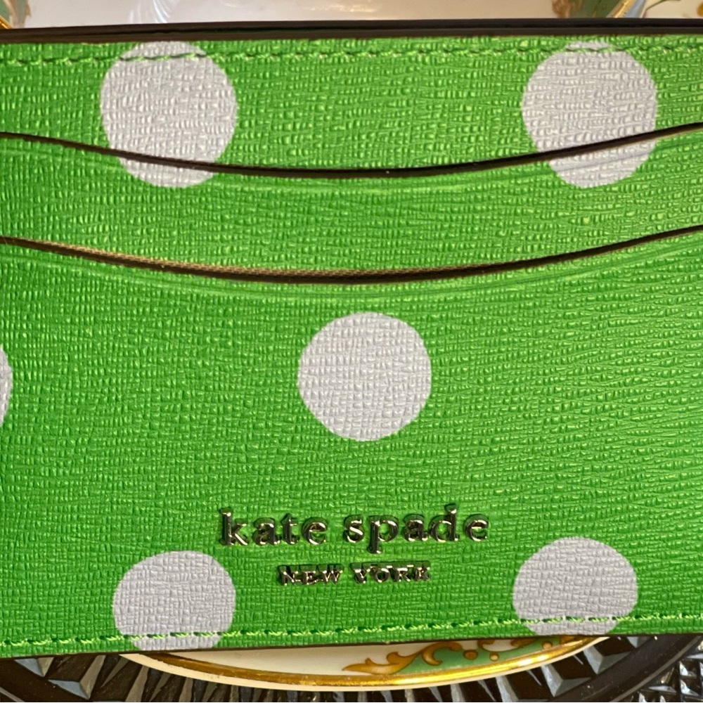 Kate Spade Green Polka Dot Card Holder